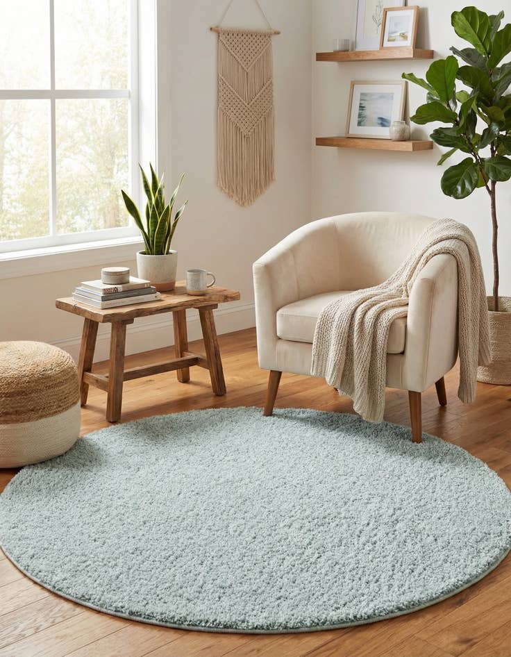 Detail image of  5' x 5' Soft Solid Shag Round Rug
