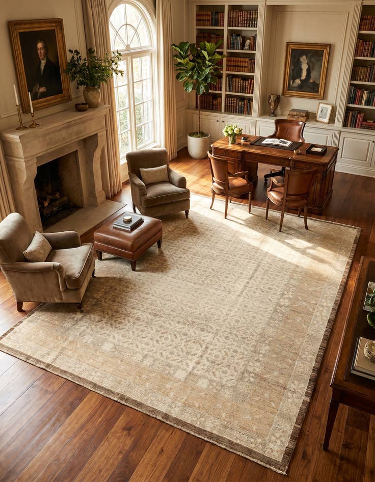 Detail image of 8' 3 x 10' 1 Hand Knotted Oushak Wool Rug