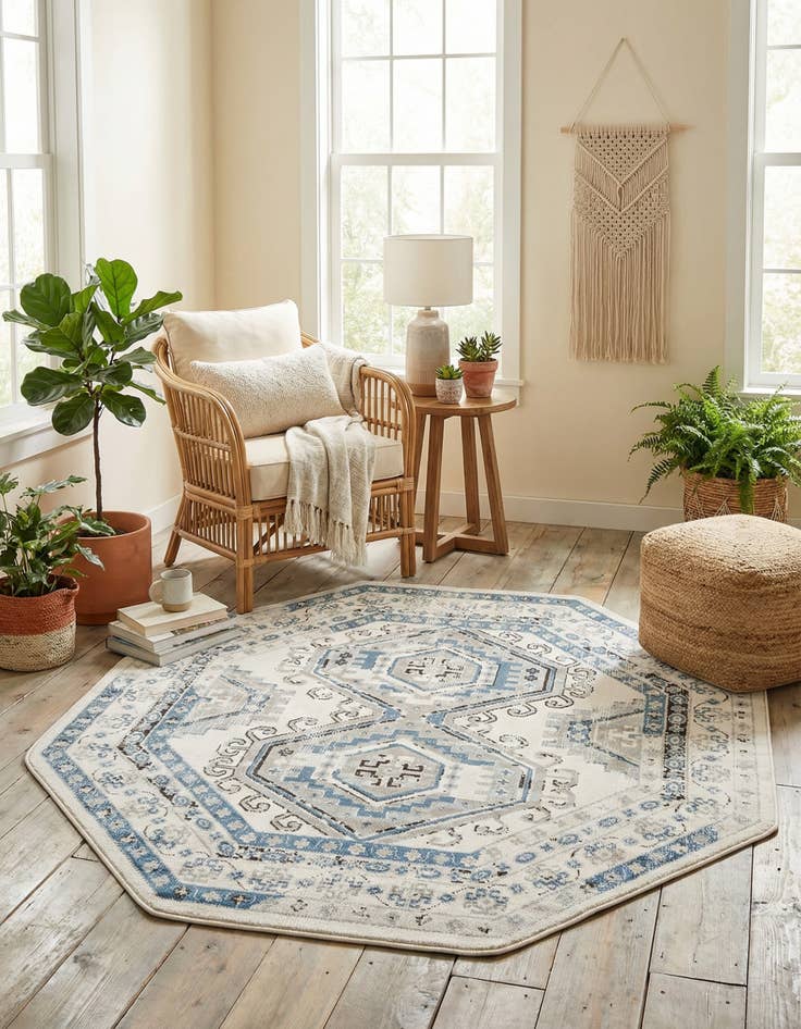 Detail image of 5' 3 x 5' 3 Charlotte Octagon Rug