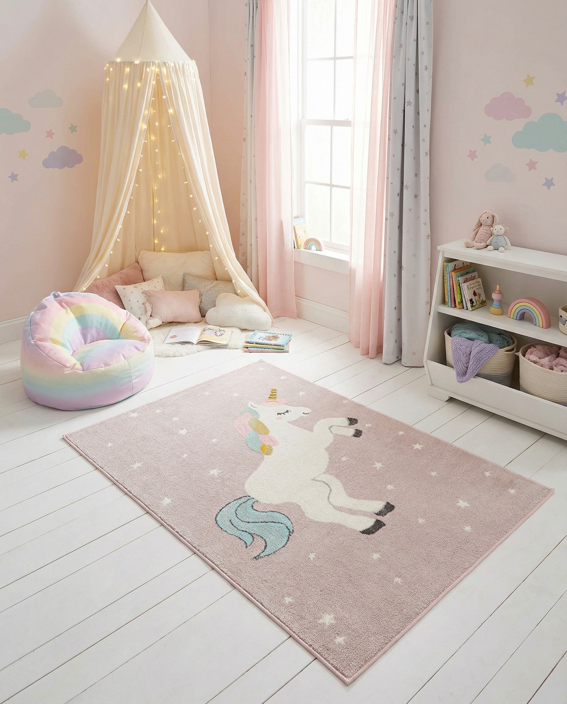 3' 11 x 5' 11 Unicorn Whimsy Kids Rug