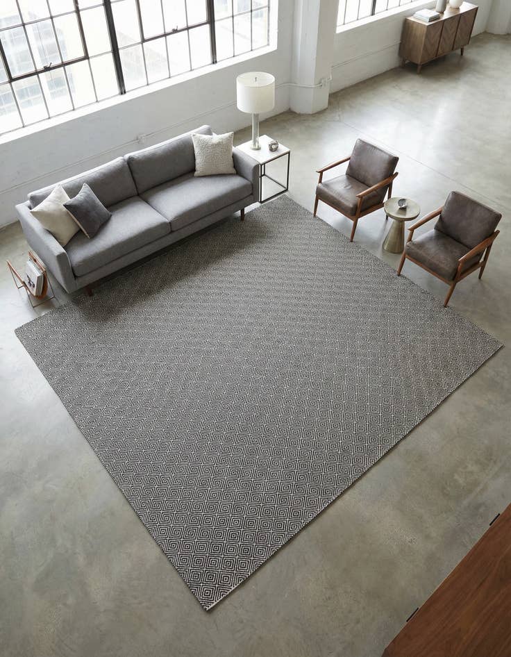 Detail image of 10' x 10'  Hand Woven Geo Trellis Flatweave Square Rug