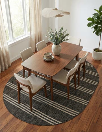 Charcoal Easy-Clean Jill Zarin Anguilla Indoor / Outdoor Oval Rug