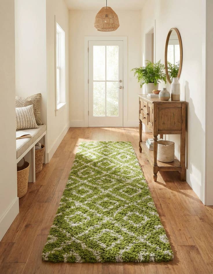 Detail image of 2' x 7' Trellis Shag Runner Rug