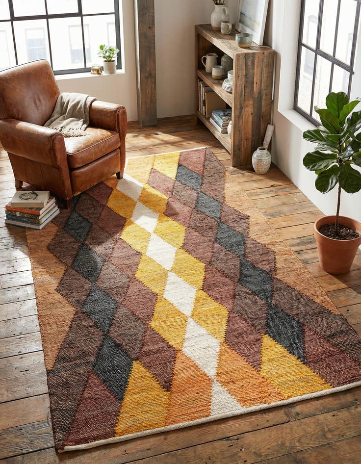 Detail image of 5' 1 x 8' Hand Braided Chindi Cotton Rug