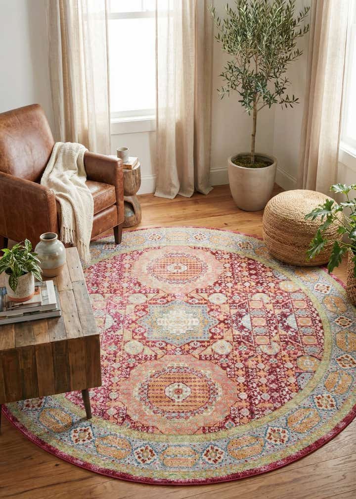 6' x 6' Aqua Round Rug