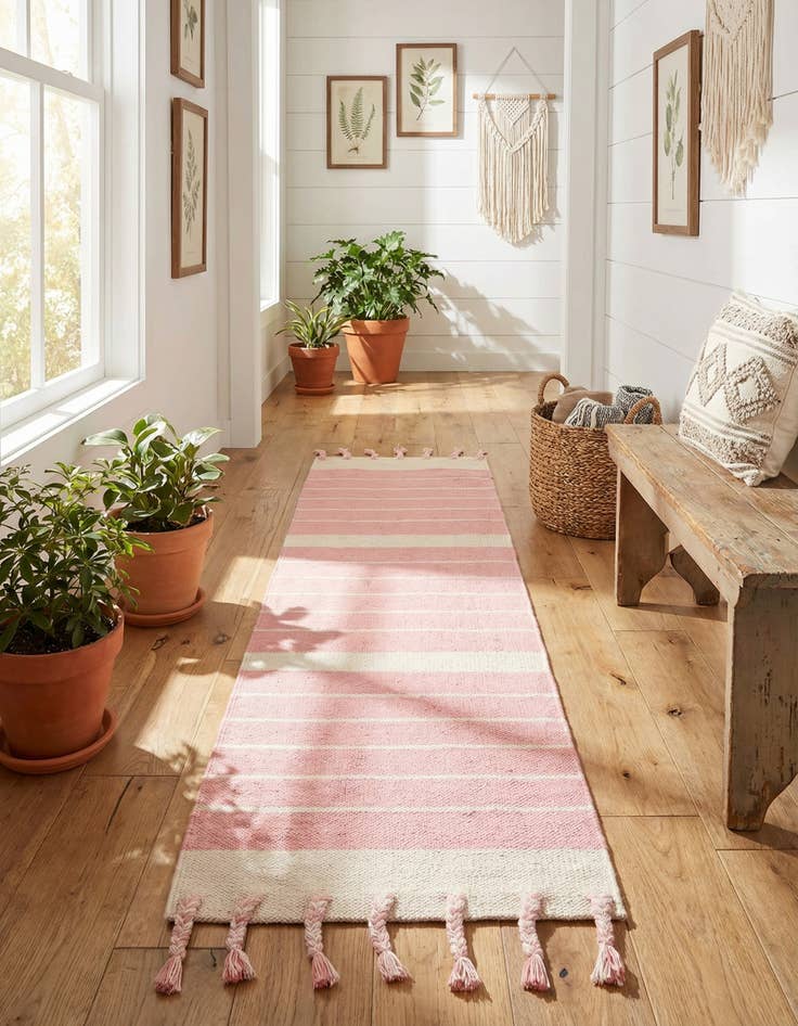 Detail image of 2' 2 x 6' 1 Hand Woven Chindi Cotton Runner Rug
