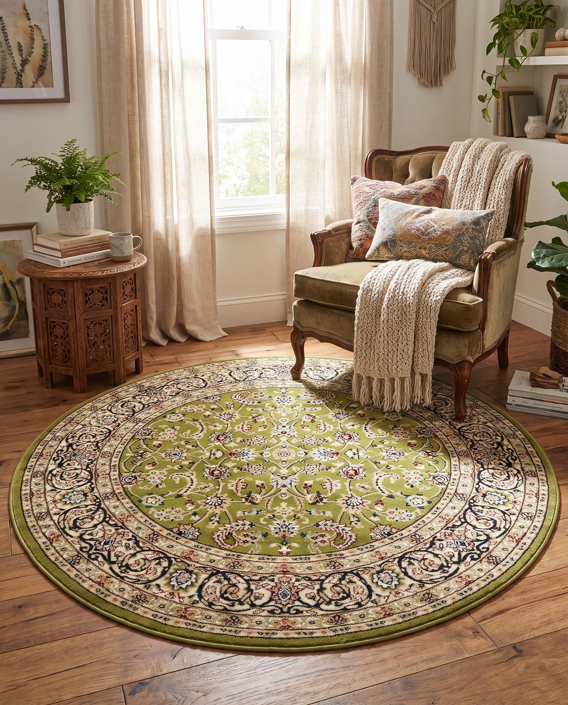 5' x 5' Nain Design Round Rug