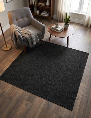 Charcoal Everyday Solid Square Rug