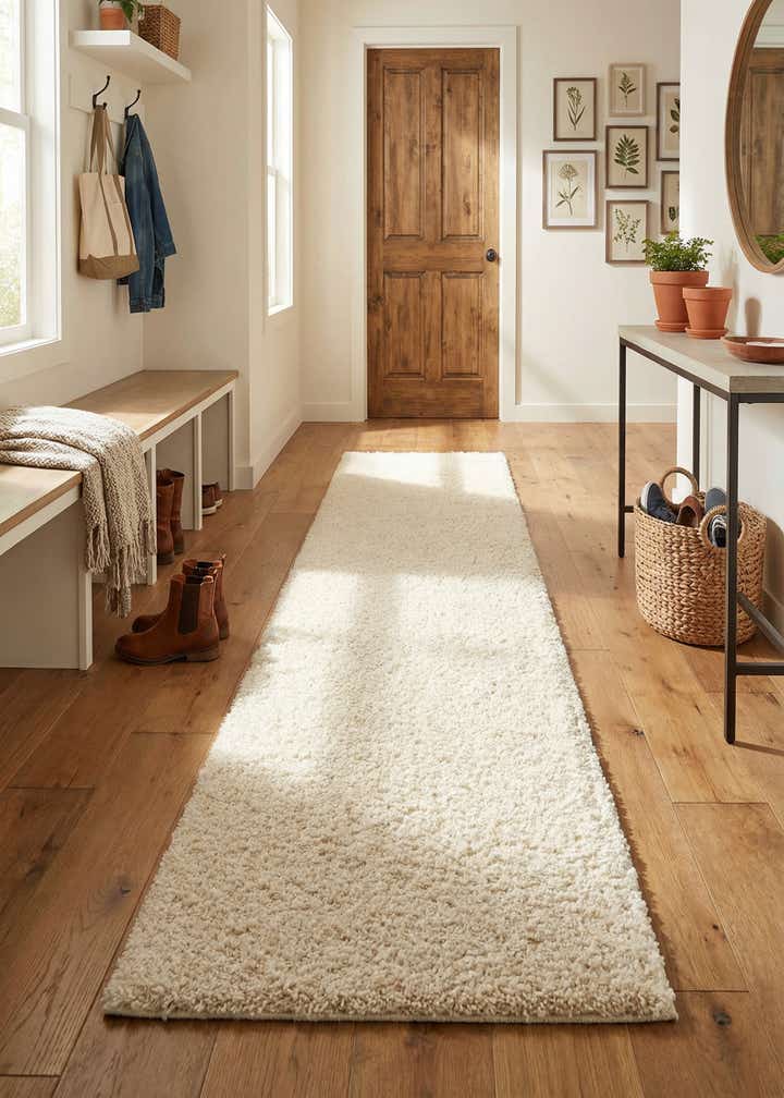 2' 7 x 12' Solid Shag Runner Rug