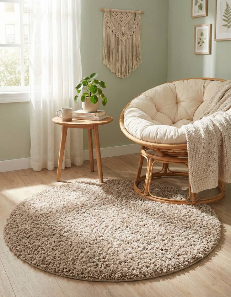 Detail image of 3' x 3' Solid Shag Round Rug