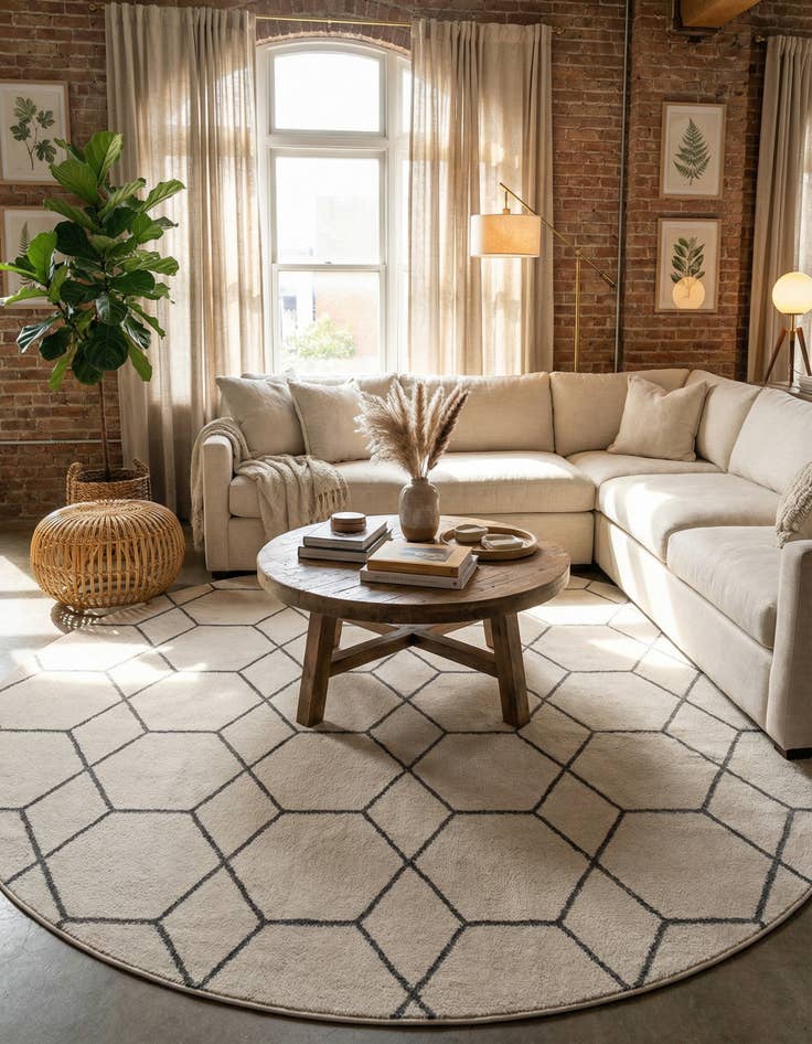 Detail image of 12' x 12' Lattice Frieze Round Rug