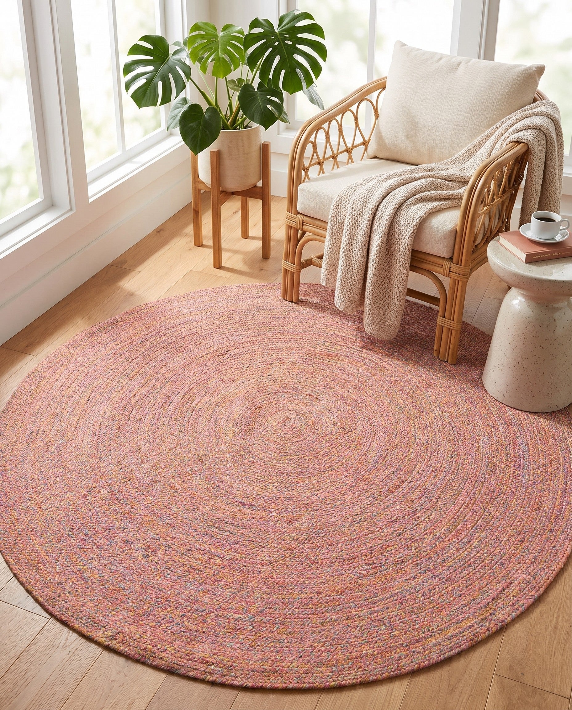 160cm x 160cm Hand Braided Eco Verse Washable Indoor / Outdoor Round Rug