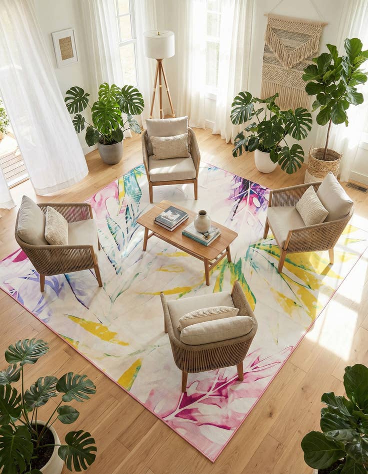 Detail image of 7' 10 x 7' 10 Easy-Clean Jill Zarin Caribbean Indoor / Outdoor Square Rug