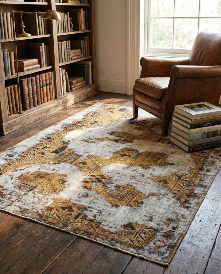 4' 10 x 6' 3 Hand Knotted Ultra Vintage Persian Wool Square Rug