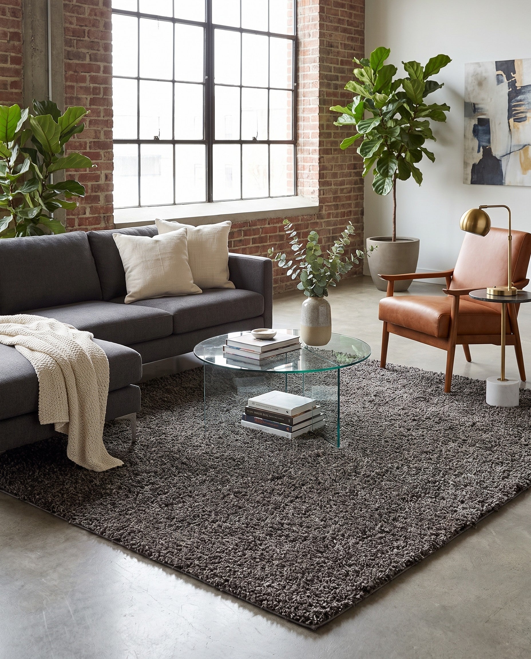 9' 10 x 9' 10 Comfort Solid Shag Square Rug