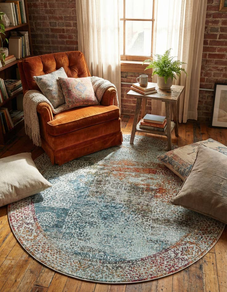 Detail image of 4' 3 x 4' 3 Santiago Round Rug