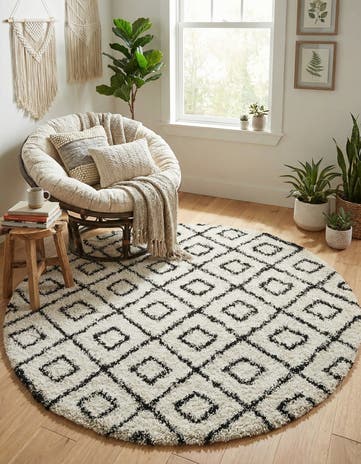 7' 10 x 7' 10 Lattice Shag Round Rug