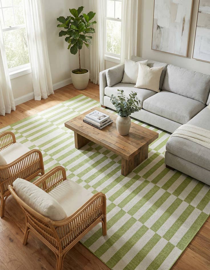 Detail image of 9' x 12'  Washable Striped Indoor / Outdoor Rug