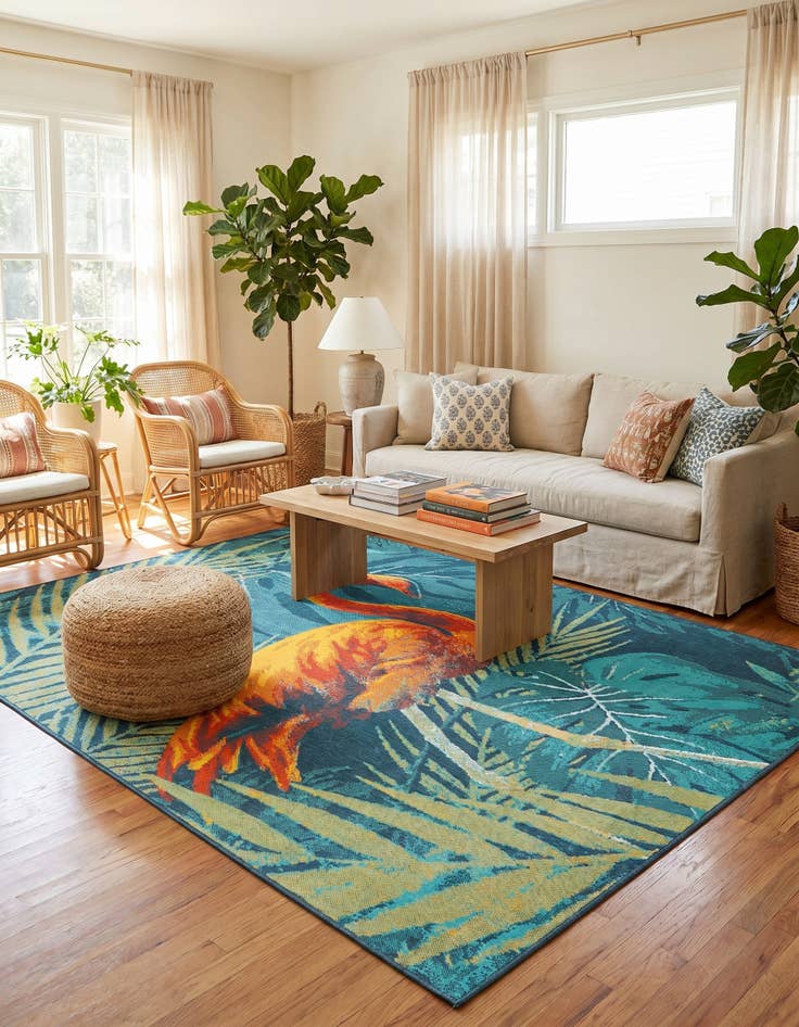 Detail image of 7' 10 x 10' Easy-Clean Coastal Indoor / Outdoor Rug