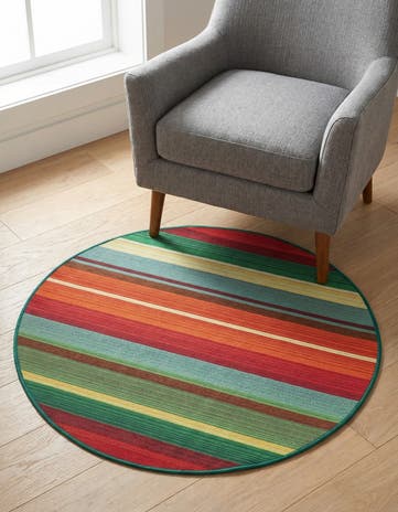 3' x 3' Easy-Clean Modern Indoor / Outdoor Round Rug