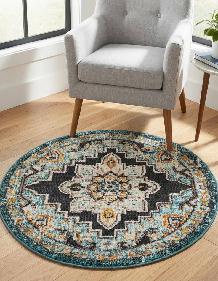 Detail image of 3' x 3' Easy-Clean Casablanca Indoor / Outdoor Round Rug
