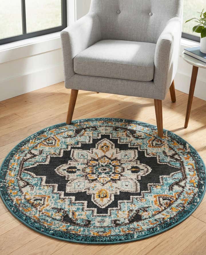 3' x 3' Easy-Clean Casablanca Indoor / Outdoor Round Rug