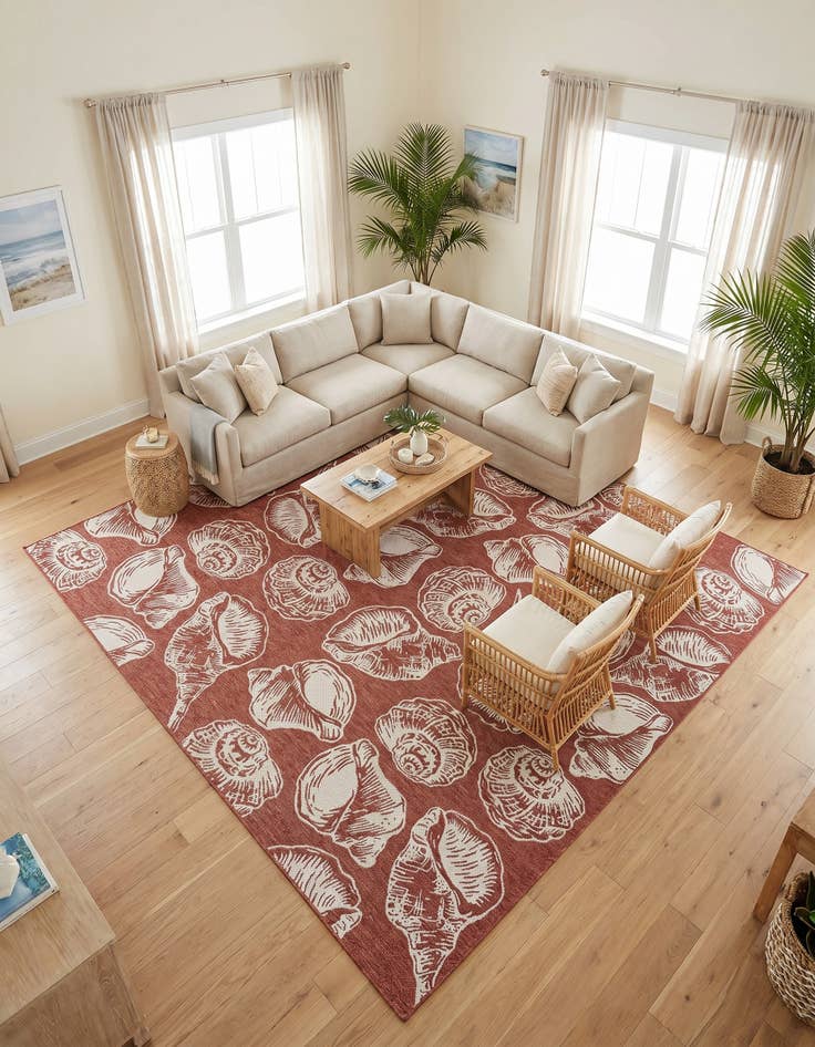 Detail image of 13' x 13' Easy-Clean Coastal Indoor / Outdoor Square Rug