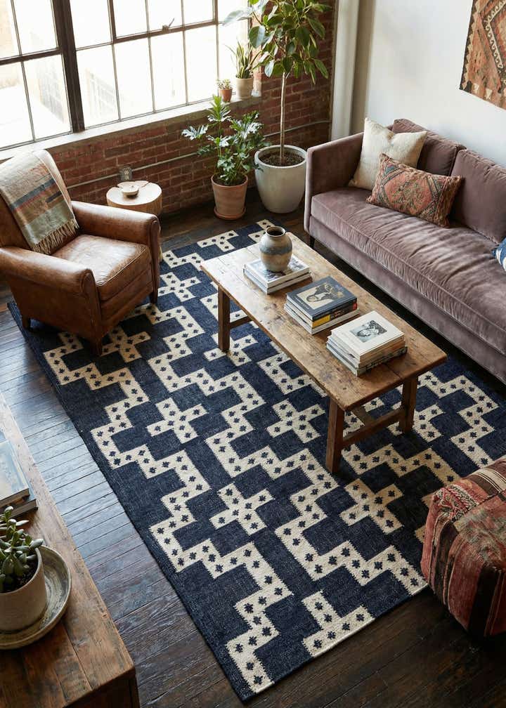 5' 1 x 8' Hand Woven Kilim Wool Rug