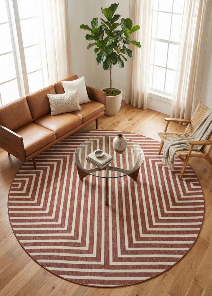 10' x 10' Easy-Clean Modern Indoor / Outdoor Round Rug