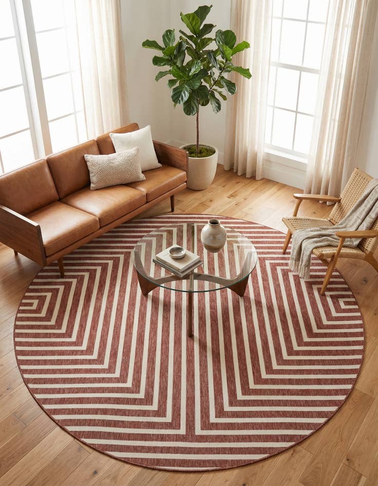 Detail image of 10' x 10'  Washable Modern Indoor / Outdoor Round Rug