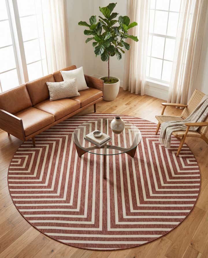 10' x 10' Easy-Clean Modern Indoor / Outdoor Round Rug