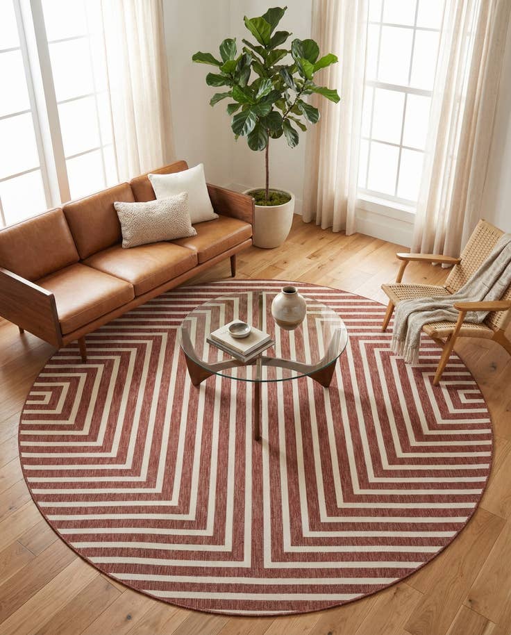 Detail image of 10' x 10' Easy-Clean Modern Indoor / Outdoor Round Rug