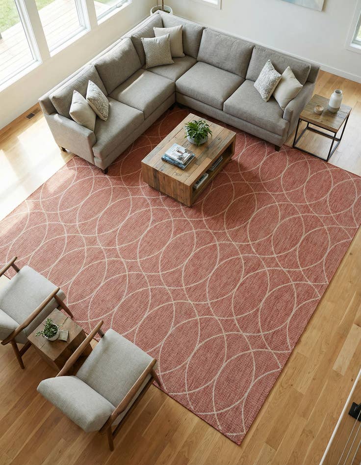 Detail image of 10' x 10' Washable Lattice Indoor / Outdoor Square Rug