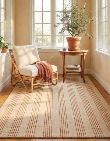 Beige Jill Zarin Striped Wool Rug