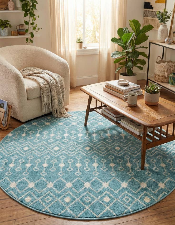 Detail image of 5' 3 x 5' 3 Moroccan Trellis Round Rug