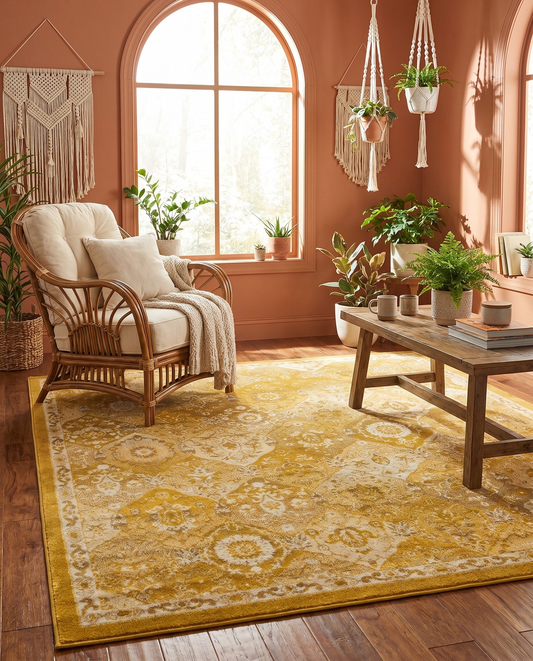 Yellow Madeline Square Rug
