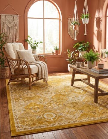 Yellow Madeline Square Rug