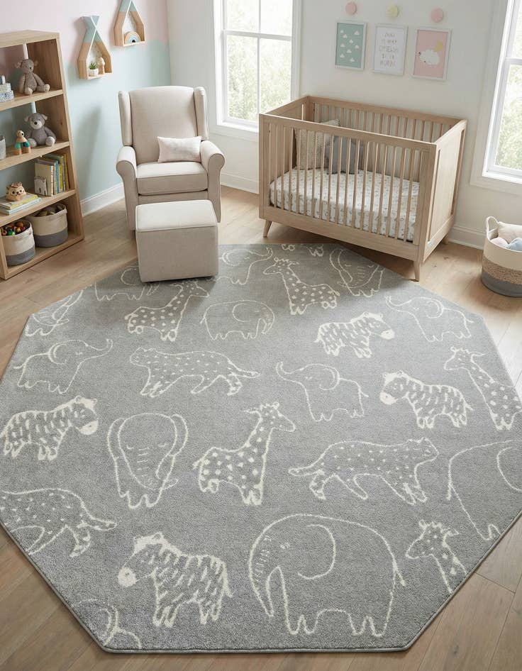 Detail image of 7' 10 x 7' 10 Whimsy Kids Octagon Rug
