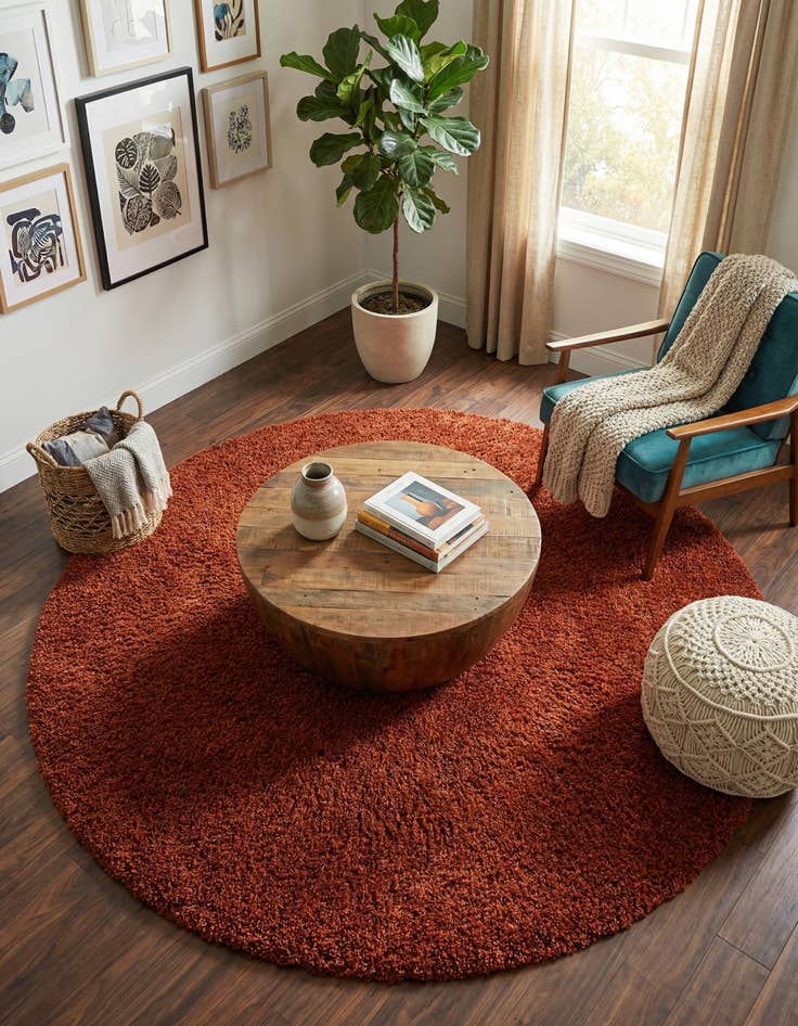 Detail image of 7' 10 x 7' 10 Solid Shag Round Rug