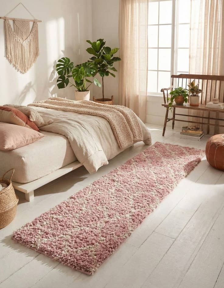 Detail image of 2' 7 x 12' Trellis Shag Runner Rug