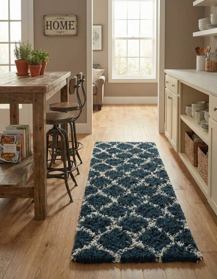 Detail image of  2' x 8' Lattice Shag Runner Rug
