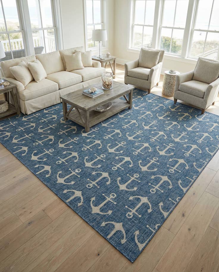 Detail image of 13' x 13' Easy-Clean Coastal Indoor / Outdoor Square Rug