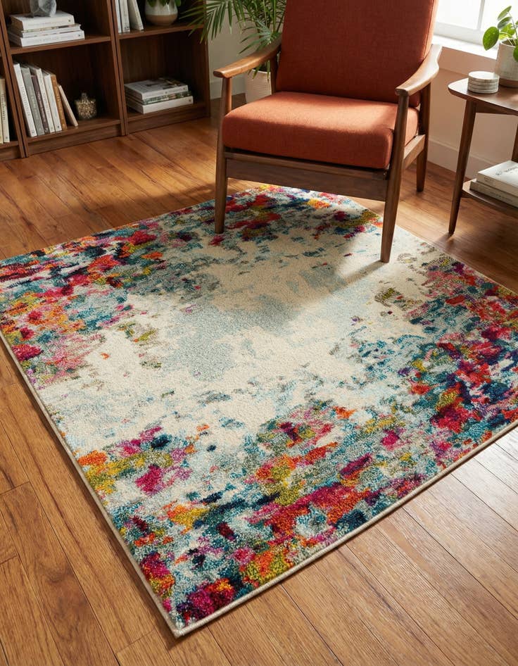 Detail image of 4' x 4' Washable Theia Square Rug