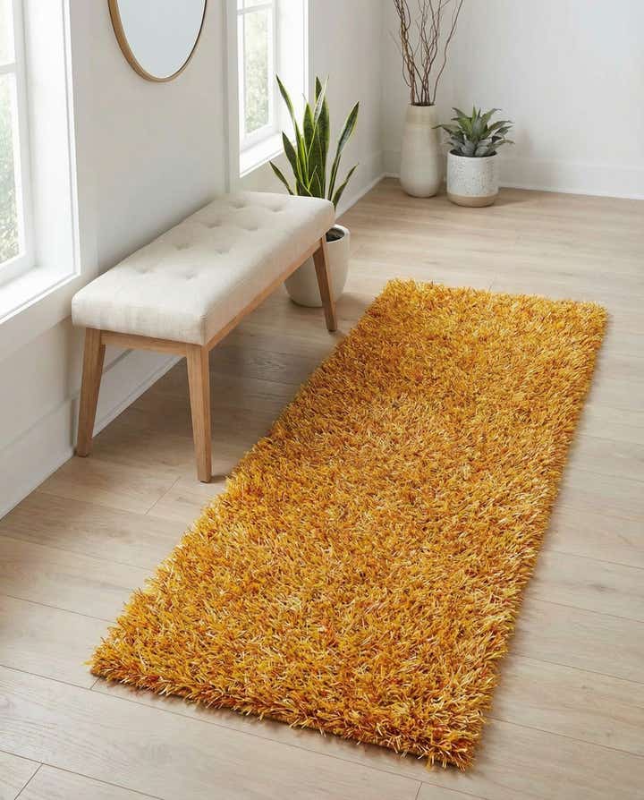 2' 5 x 4' 8 Hand Knotted Solid Shag Runner Rug