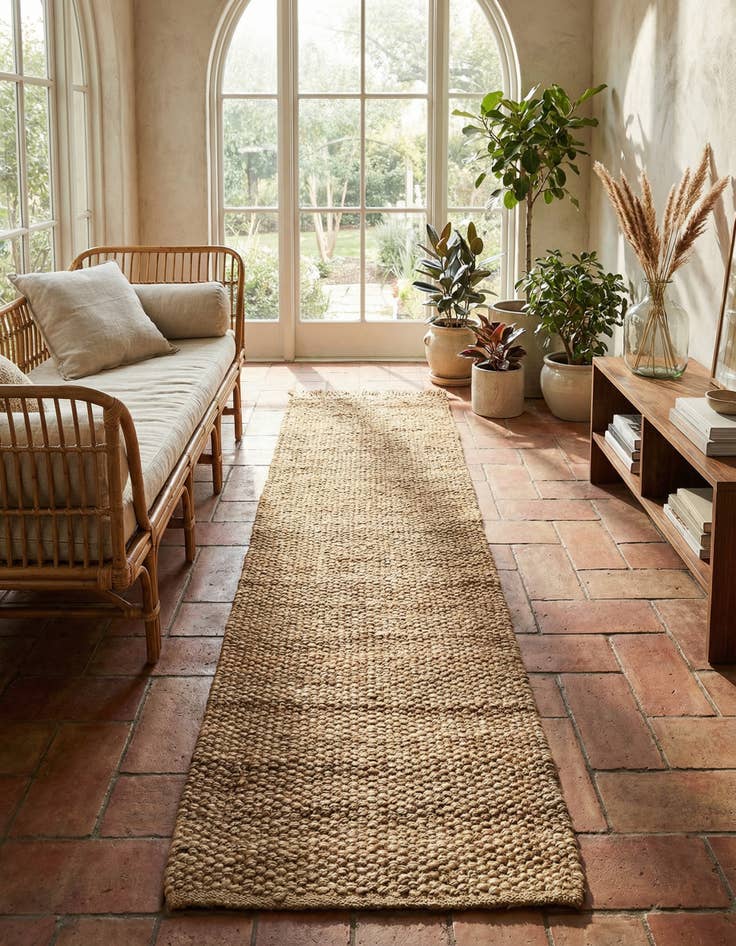 Detail image of 2' 7 x 10'  Hand Woven Chunky Jute Runner Rug