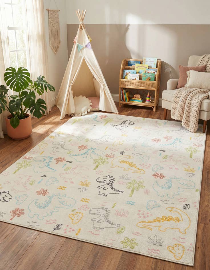 Detail image of 7' 10 x 10' Dinosaur Whimsy Kids Rug