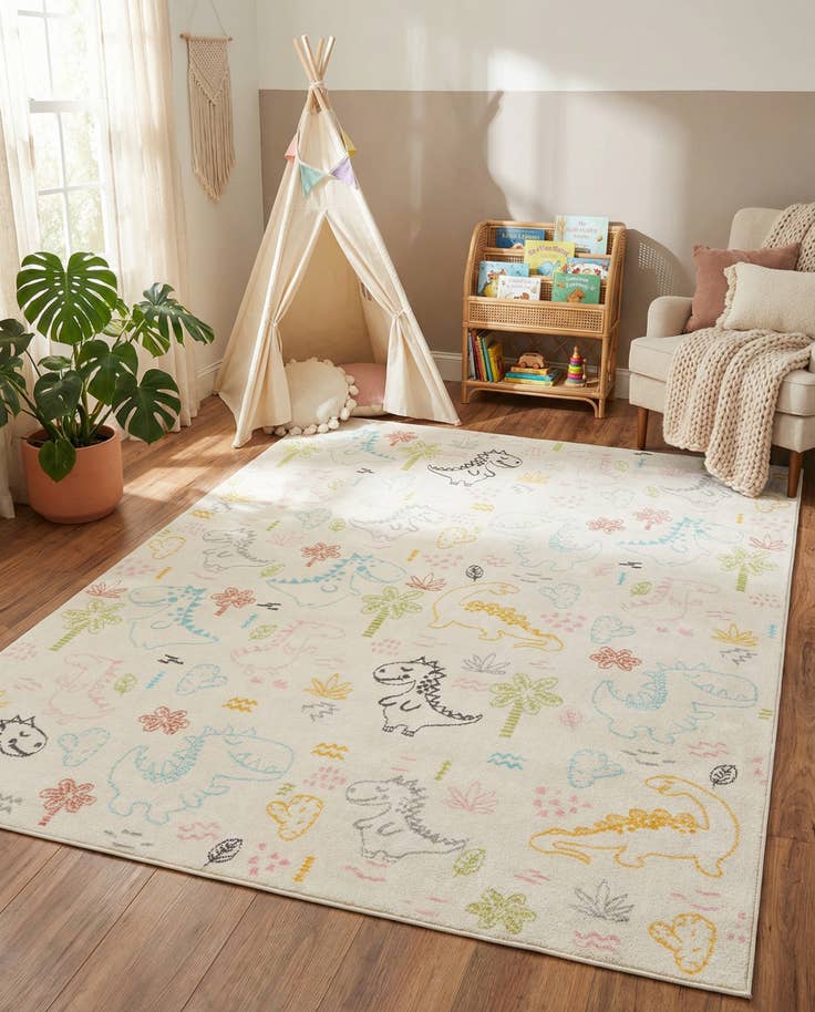 Detail image of 7' 10 x 10' Dinosaur Whimsy Kids Rug