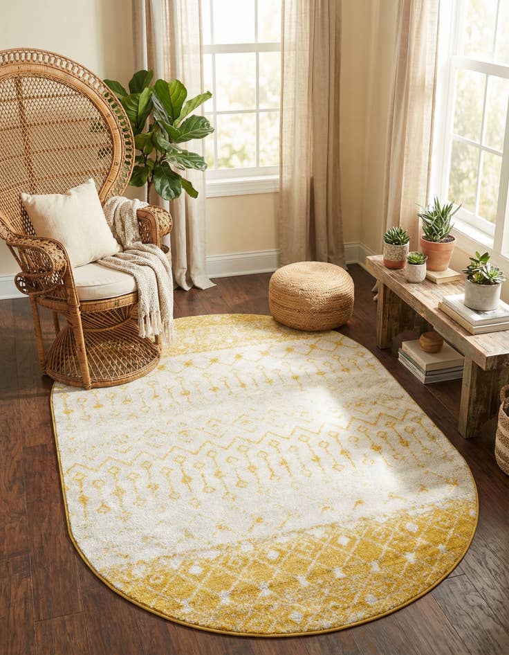 Detail image of 5' 3 x 8' Moroccan Trellis Oval Rug