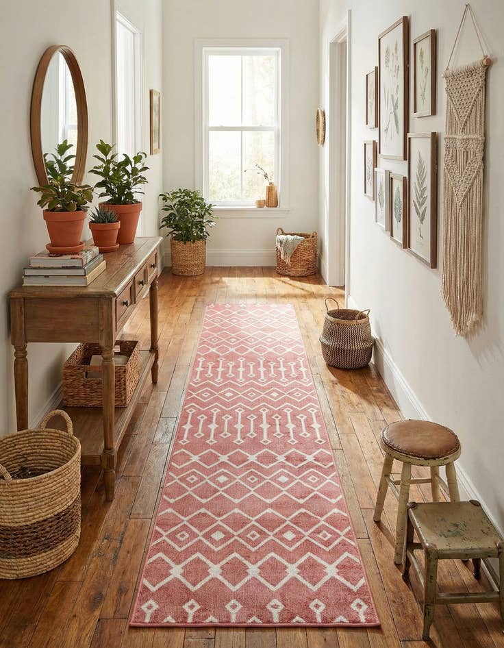 Detail image of 2' 7 x 12' Bohemian Trellis Runner Rug