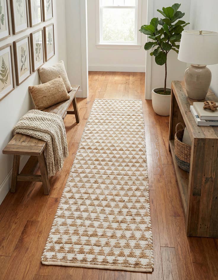 Detail image of 2' 7 x 10' Hand Woven Chindi Jute Runner Rug